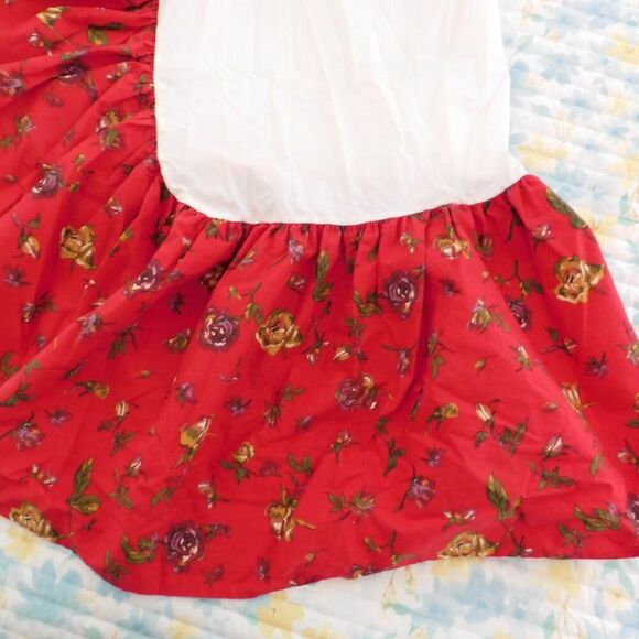 Ralph Lauren Red Floral Twin Bed Skirt Cotton Muse True Red Bud Roses 15 in Drop - Picture 6 of 7